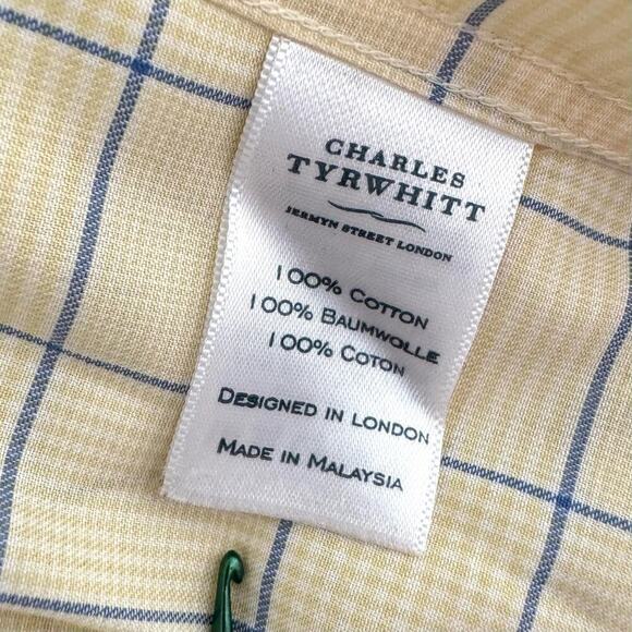 Charles Tyrwhitt Shirt Mens 18/38 Yellow Non Iron Classic Fit Button Down 2XL - Picture 5 of 7